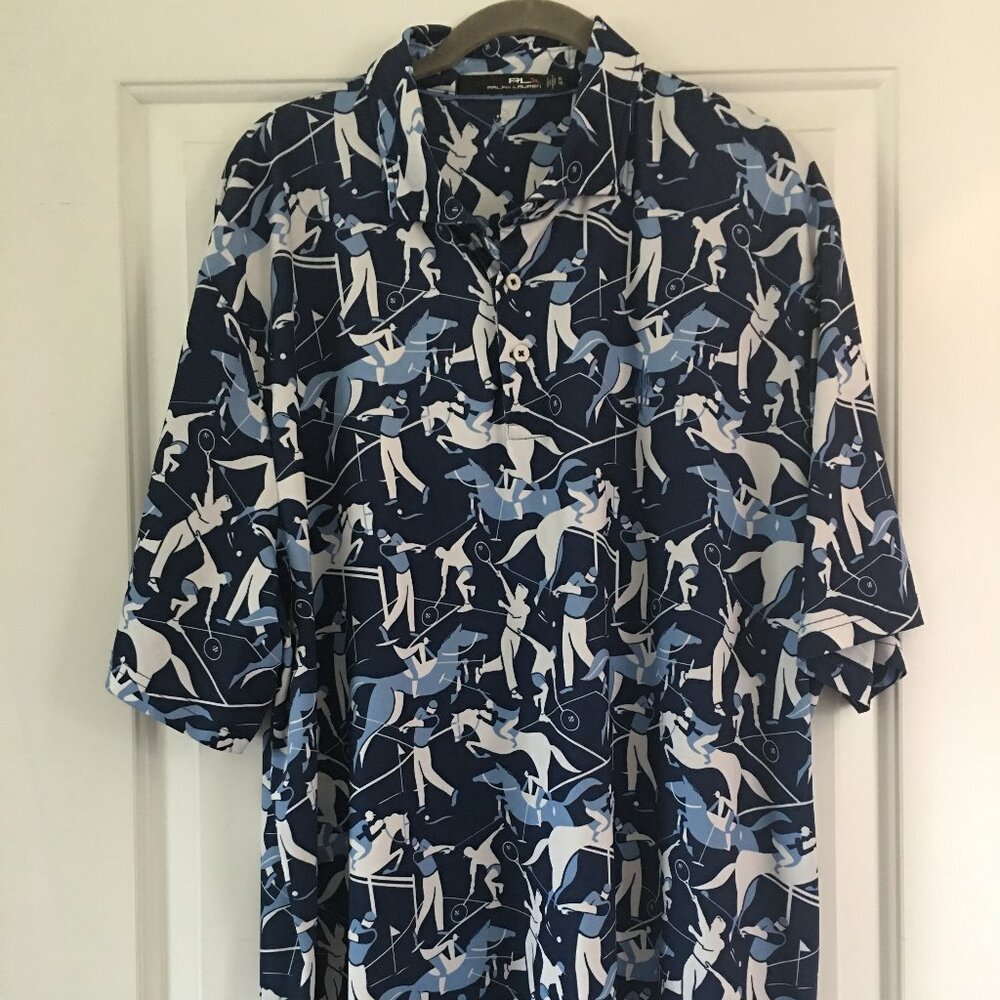 Ralph Loren Blue Sporty Polo Shirt Men's XL Tall